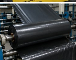 Bobina de filme plástico na linha de produção